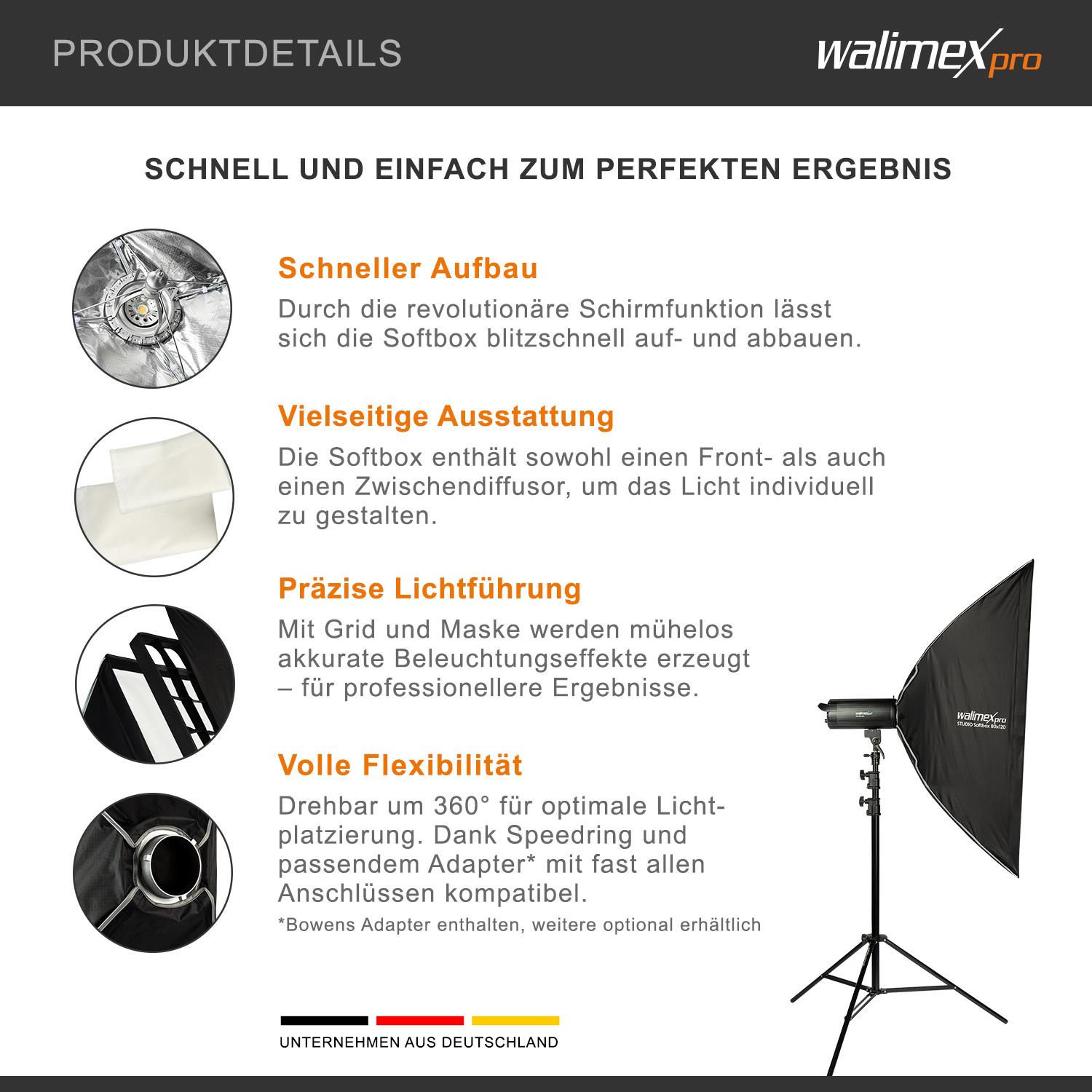 Thumbnail - Walimex pro Studio Softbox 80x120 Profoto (Softbox), Softbox + Reflektor