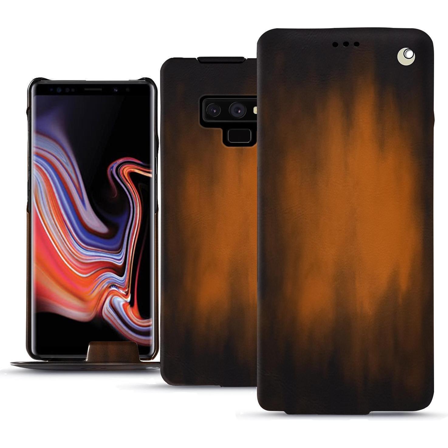 Noreve Lederschutzhülle vertikal (Samsung Galaxy Note 9), Smartphone Hülle, Braun