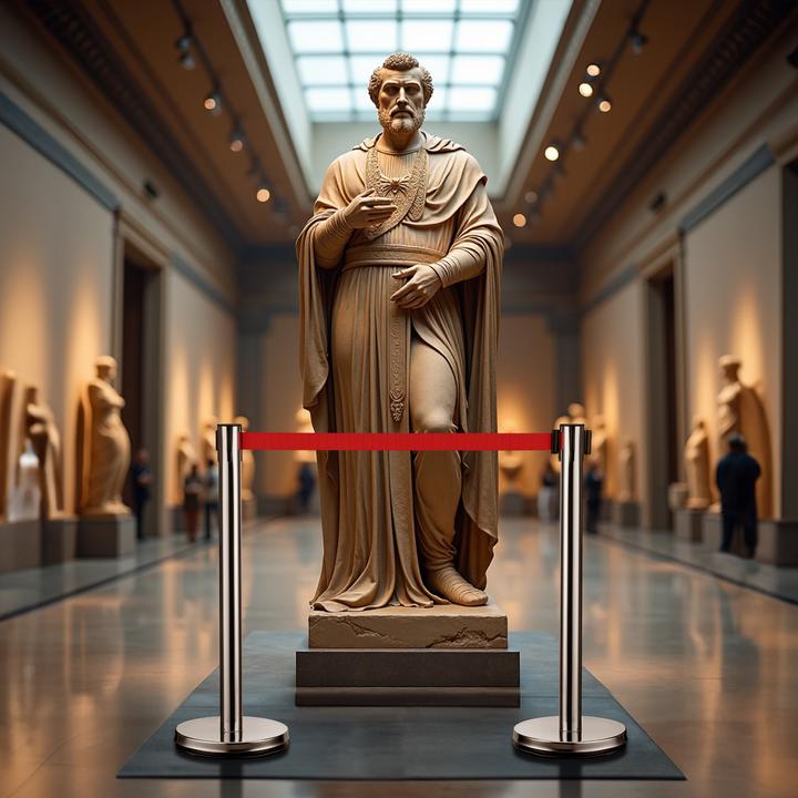 Actual product image Wiltec Mobile barrier posts 32x7x90cm silver-coloured steel personnel guidance system