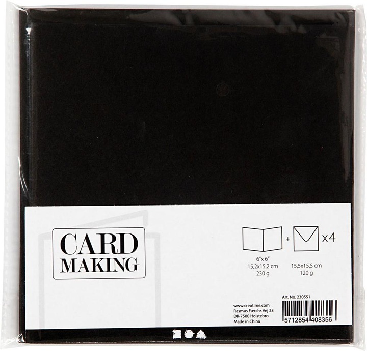 Creativ Company Biglietti e buste neri, 4 pezzi. (4 pz.)