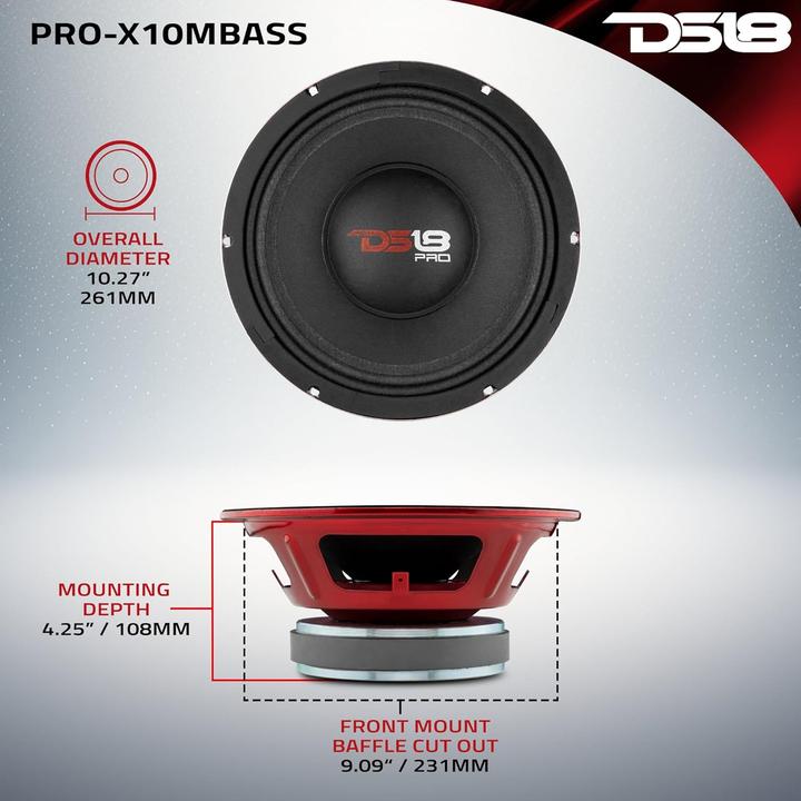 Image du produit DS18 Midrange Lautsprecher PRO-X10MBASS (800 W, 26.10 cm)