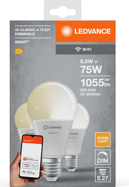 Image du produit Ledvance Smart+ Wifi Classic (E27, 9.50 W, 1055 lm, 3 x, E)