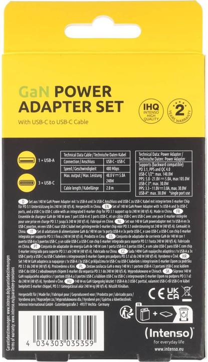 Actual product image Intenso Adapter + Cable Set W140A3C + C520C (140 W, 4 ports)