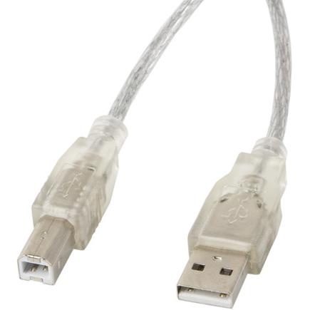 Lanberg CA-USBA-12CC-0030-TR USB Kabel 3 m 2.0 USB B Transparent (3 m, USB 2.0), USB Kabel