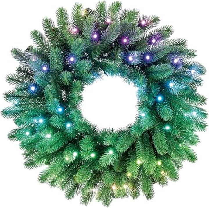 Twinkly Wstępnie oświetlony wieniec – 50 RGB LED Regal 24 zielony przewód typ wtyczki C (0.02 m)