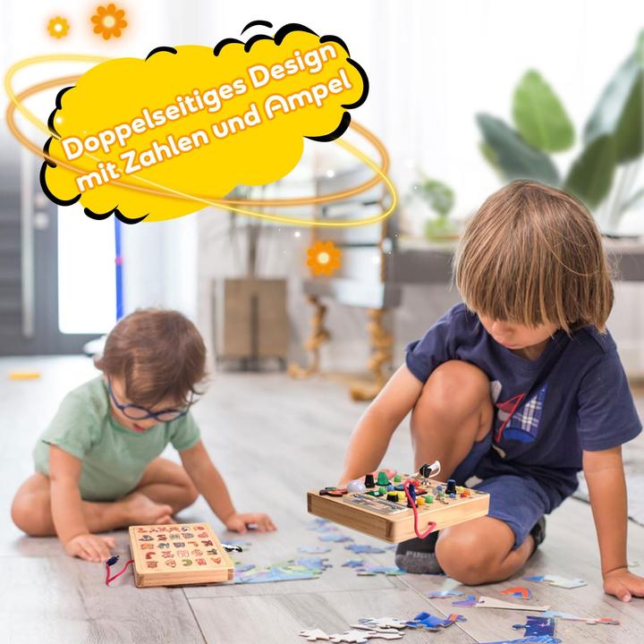 Actual product image Activity Board Busy Board Motorikspielzeug mit 19 LEDs, Holzspielzeug, Sinnesspielzeug, Lernspielzeug für