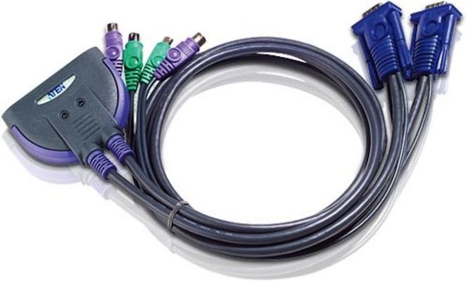 Aten CS62 2-port PS/2 KVM switch Tastatur/Video/Maus (KVM)-Kabel Mehrfarben