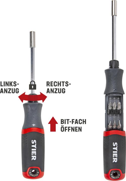 Actual product image Stier Screwdriver with bit magazine, 13-piece