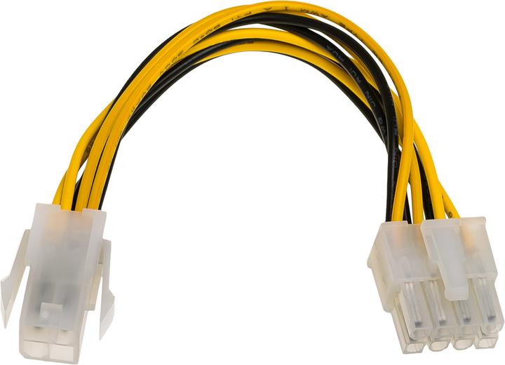 Actual product image Akyga AK-CA-10 Power cable /Yellow (15 cm, 4 pin CPU, 8 pin EPS)