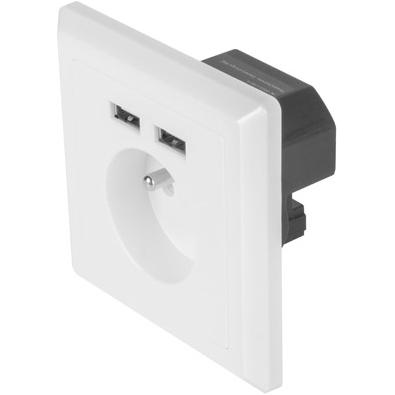 Lanberg, Steckdose, AC-WS01-USB2-E Steckdosen/Steckdosen-Set Buchse