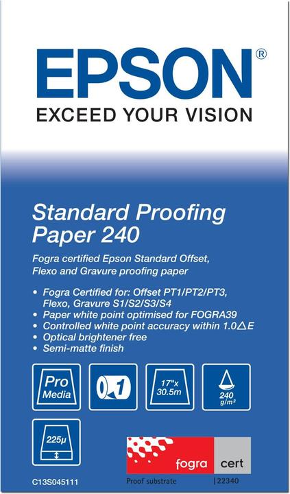 Actual product image Epson S045111 Standard proofing paper inkjet 240g/m2 432mm x 30.5m 1 roll 1-pack (240 g/m², 3050 cm, 43.20 cm)