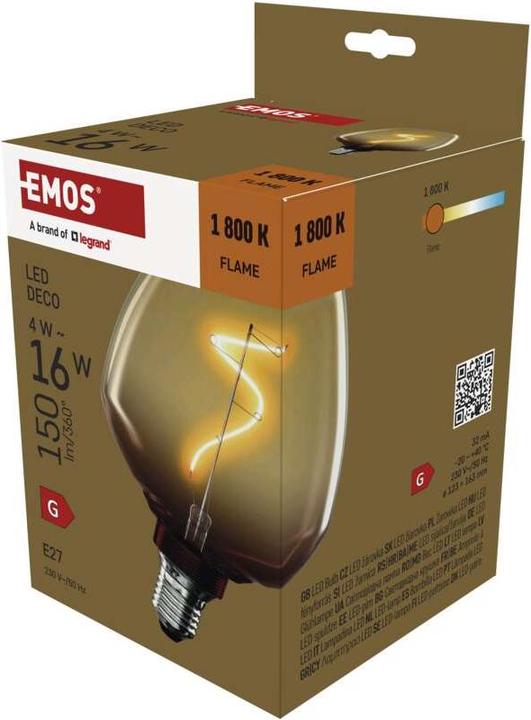Produktbild Emos LED Lampe DECO S123 / E27 / 4 W (16 W) / 150 lm / flame (E27, 150 lm, 1x)