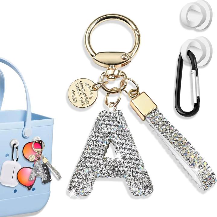 Actual product image Swissdetector Keyring with initial - A - Strass - Glitter - Silver
