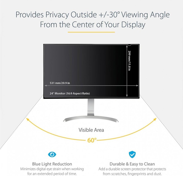 Actual product image StarTech .com Monitor Privacy Screen for 61,00cm (24") Display (24", 16 : 9)