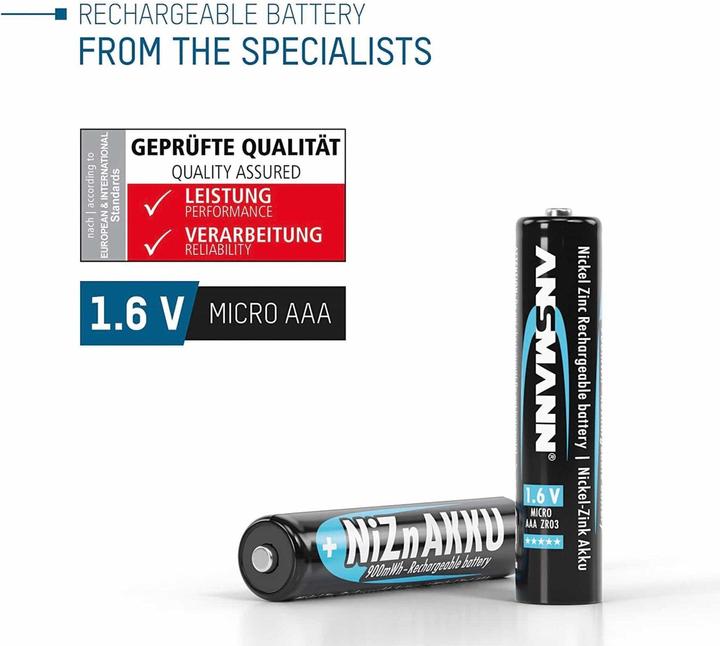 Produktbild Ansmann NiZN Akku (4 Stk., AAA, 550 mAh)