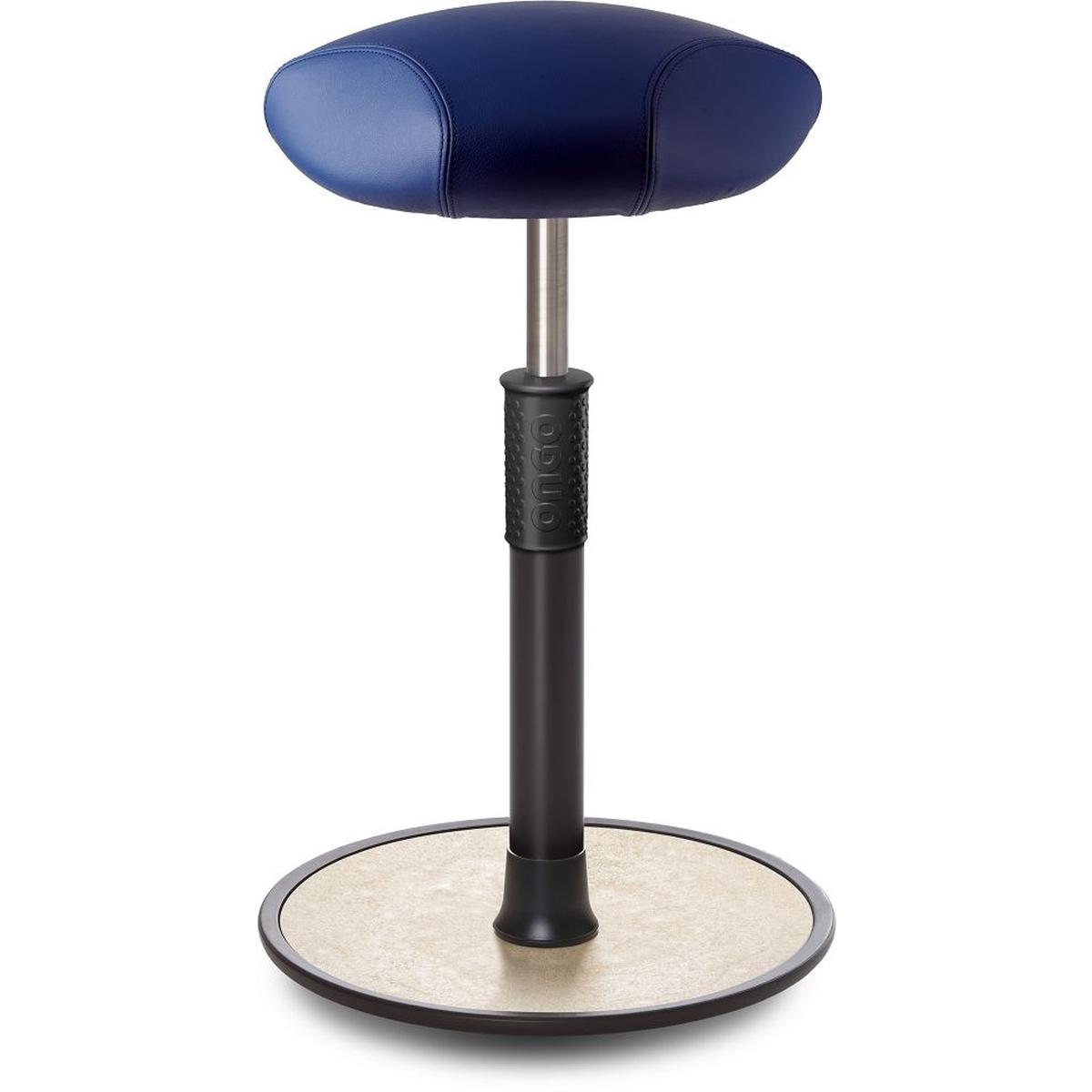 Ongo, Bürostuhl, Sitz- Stehhocker Free Tall Triangel Boxmark Leder blau schwarz /cremeweiss