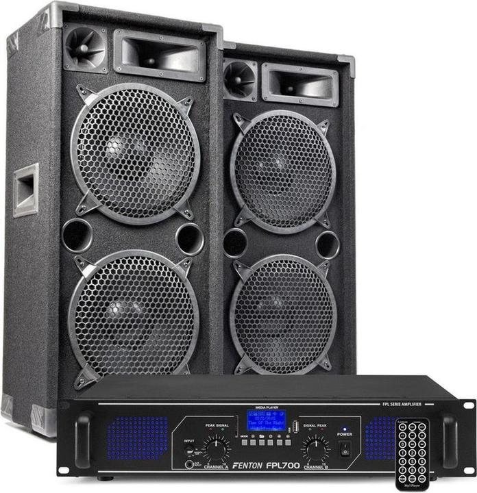 Fenton DJ sound installation with Bluetooth - Max210 DJ speakers + Bluetooth amplifier combination - 2000W