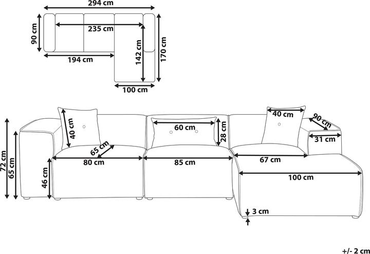 Produktbild Beliani Dolva (3-Sitzer, Ecksofa)