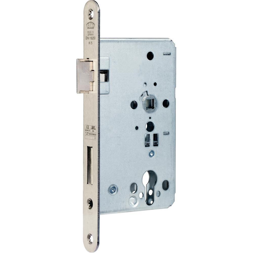 BKS, Türschloss + Schliesszylinder, Feuerschutztürschloss B-1206 24/65/72/9 mm DIN links 24 mm abgerundet Edelstahl