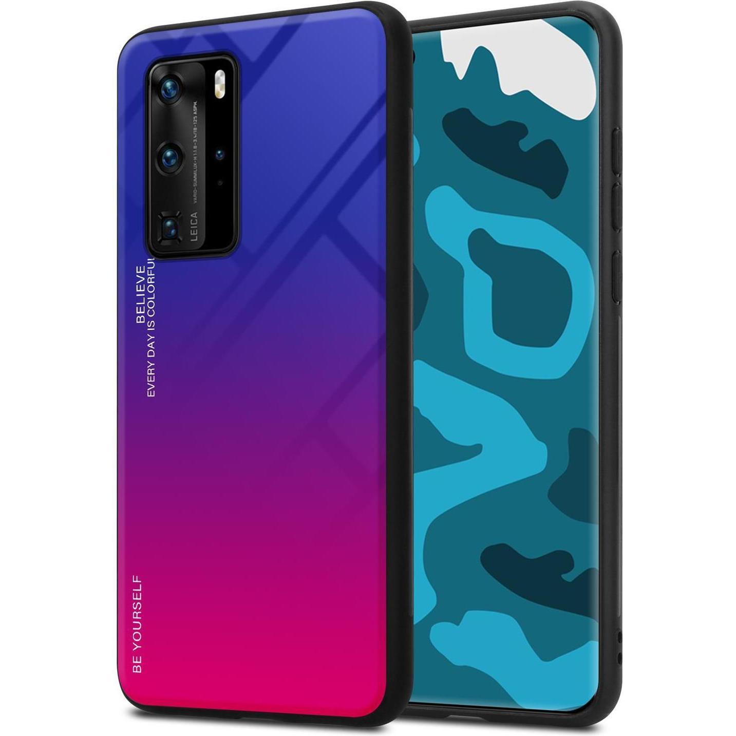 Thumbnail - Cadorabo TPU 2 Farben Glas Cover (Huawei P40 Pro+), Smartphone Hülle, Schwarz