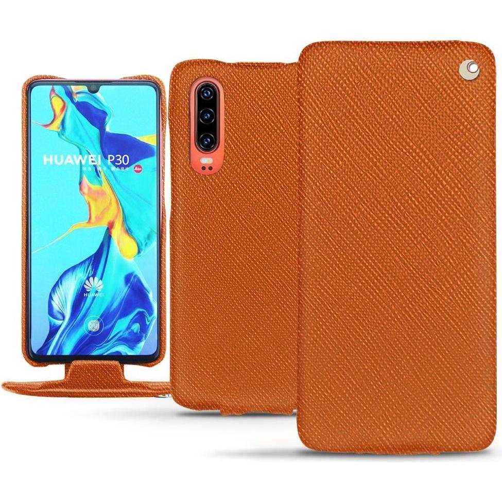 Noreve Lederschutzhülle vertikal (Huawei P30), Smartphone Hülle, Orange