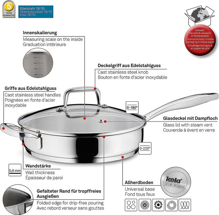 Image du produit Kela Flavoria (24 cm, Poêle à frire, Acier inoxydable)