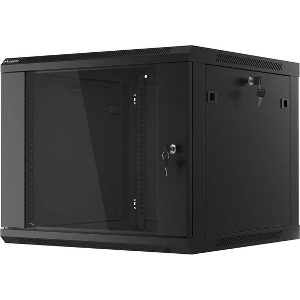 Lanberg WF01-6609-10B Rack 9U Wandmontiertes Regal Schwarz (9 HE, 19 Zoll Rack), Serverschrank, Schwarz