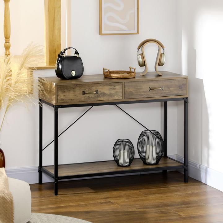 Image du produit Homcom Table console avec 2 tiroirs (35 x 35 x 76.50 cm)