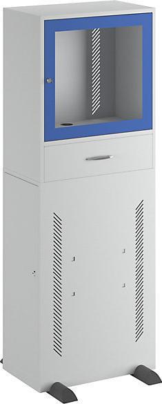 Produktbild eurokraft basic Computerschrank, Standardausführung, lichtgrau/enzianblau (60 cm, 163.80 cm)