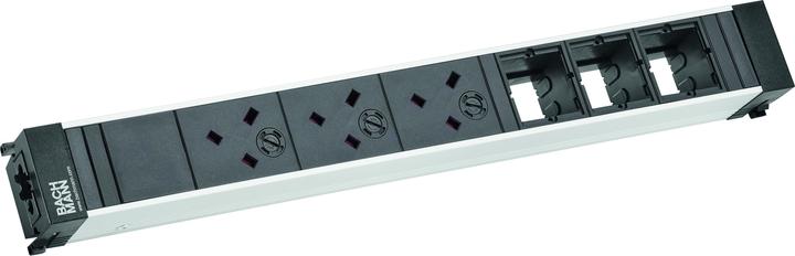 Produktbild Bachmann 909.0027 - 3 AC-Ausgänge - Indoor - Typ G (BS 1363) - Typ G - Aluminium - Schwar (3 x, CEE 7/3, BS 1363)