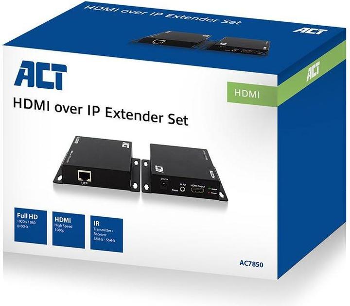 Produktbild ACT AC7850 Audio-/Video-Leistungsverstärker AV-Sender & -Empfänger Schwarz