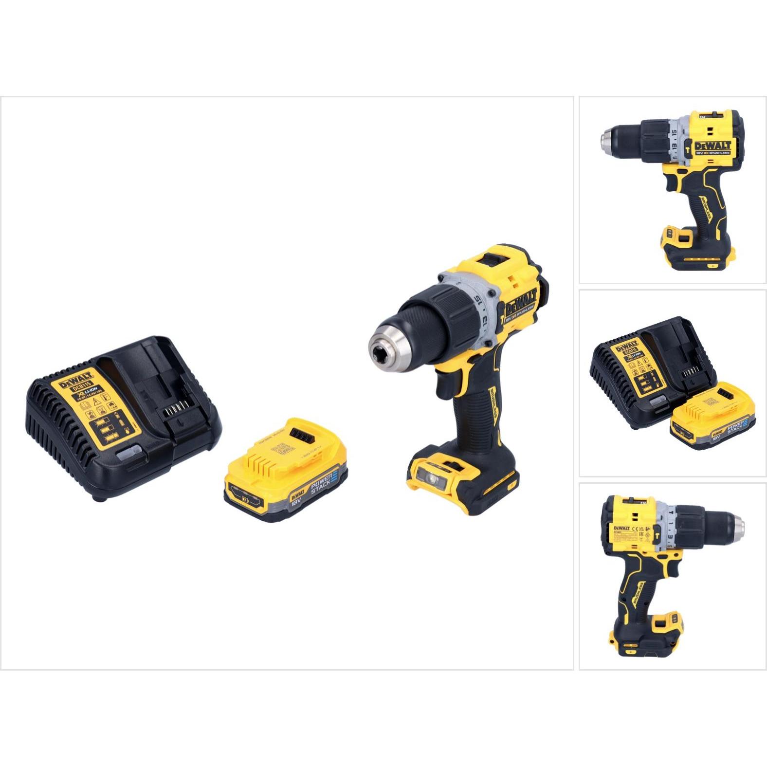 DeWalt, Trapano + Avvitatore a batteria, DCD 805 E1 Trapano a percussione a batteria 18 V 90 Nm brushless + 1x batteria 1,7 Ah + caricatore