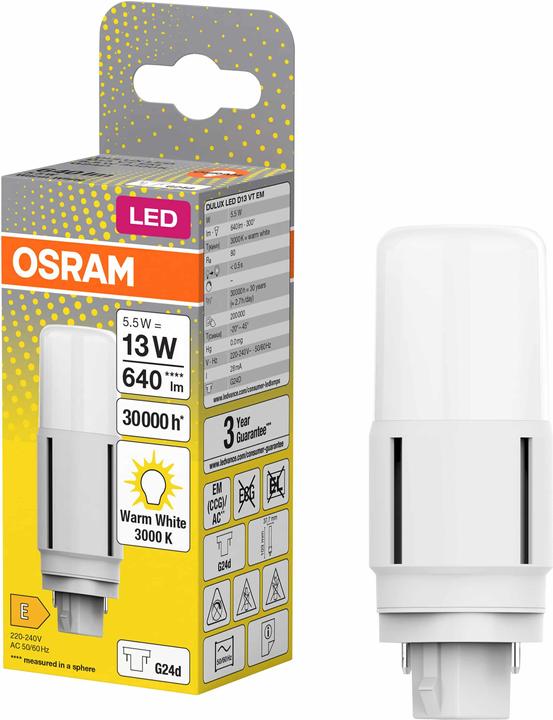 Actual product image Osram Dulux D (G24d, 5.50 W, 640 lm, 1 x, E)
