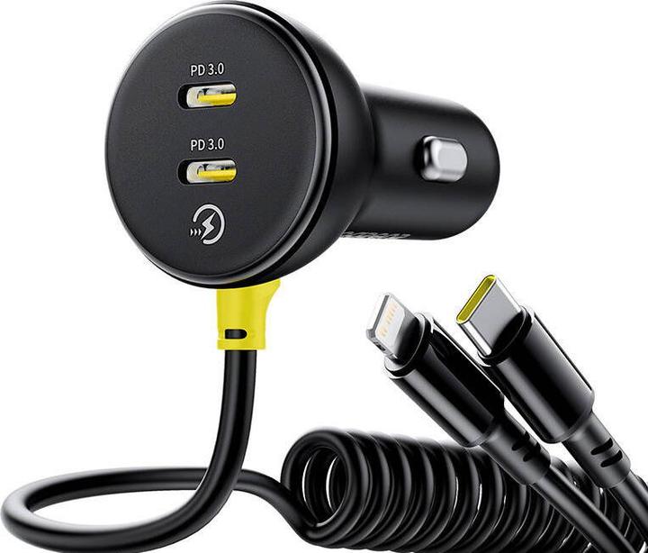Image du produit Baseus Chargeur de voiture circulaire en plastique (C+C) + câble (C&L) 60W Cosmic Black