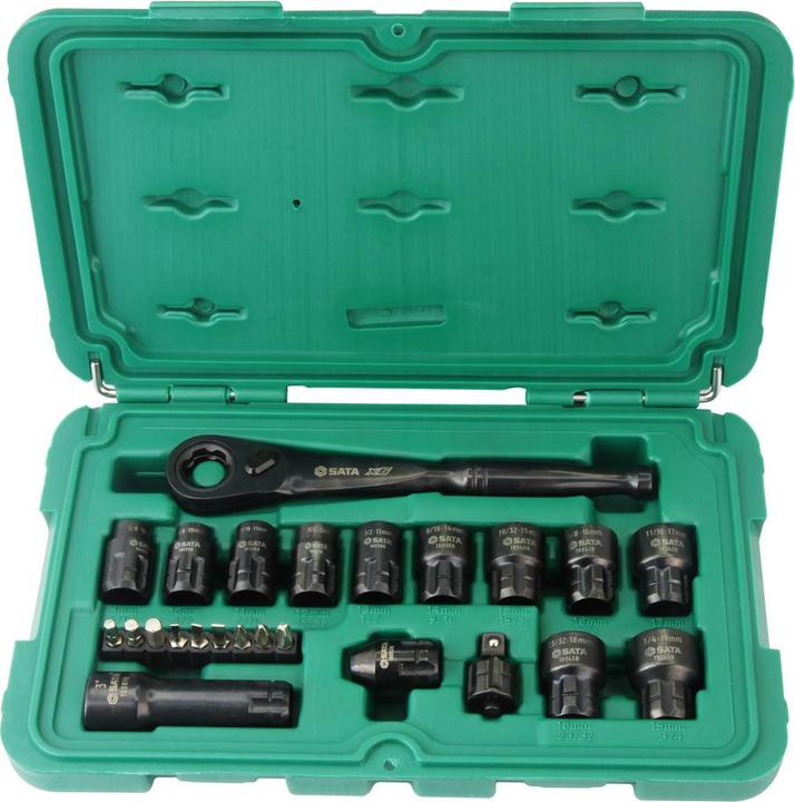 SATA Durchgangs-Steckschlüsselsatz, X6, 24-tlg. (10 mm, 11 mm, 12 mm, 13 mm, 14 mm, 15 mm, 16 mm, 17 mm, 18 mm, 19 mm, 8 mm)