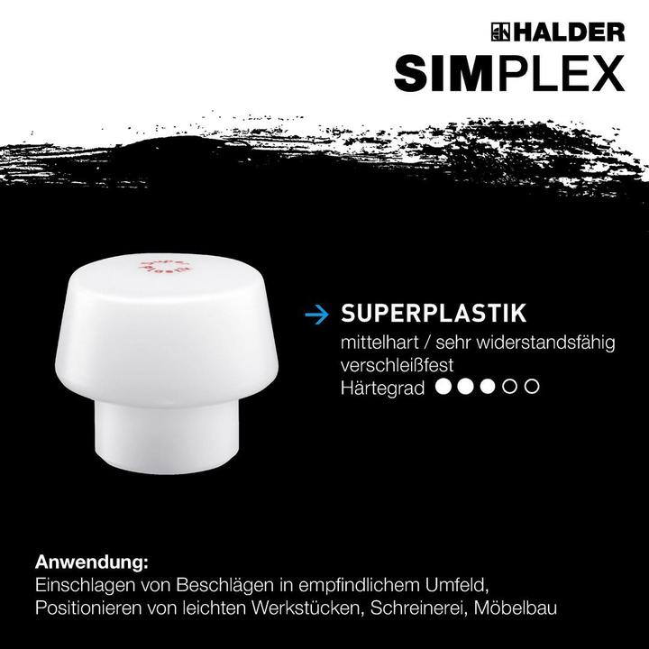 Produktbild Halder Schonhammer 430 50mm TPE-soft/Superplastik AL-Gehäuse Simplex (430 g)