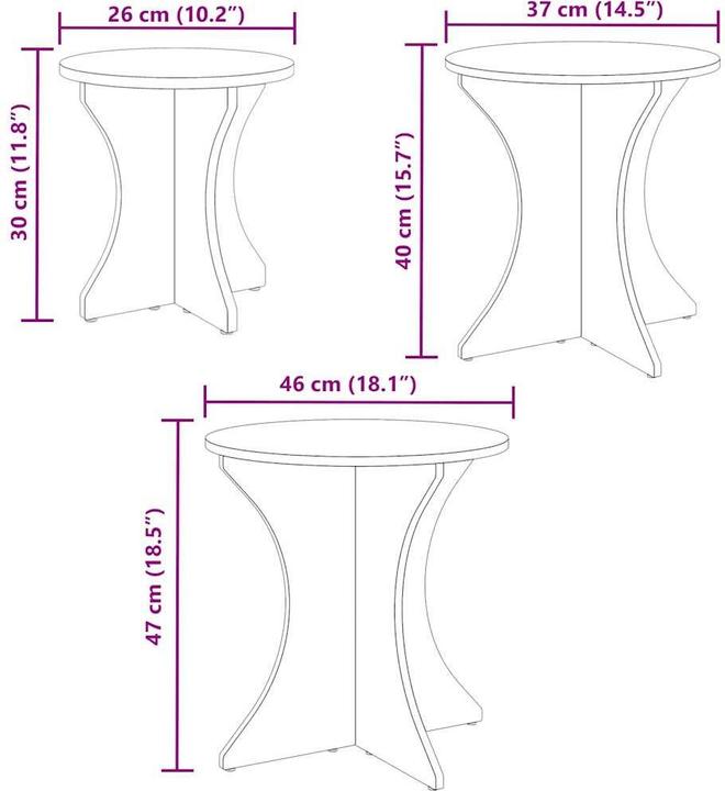Immagine prodotto vidaXL Tavolino da caffè (26 x 26 x 30 cm, 37 x 37 x 40 cm, 46 x 46 x 47 cm)