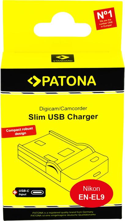 Immagine prodotto Patona Caricatore USB sottile con ingresso USB-C per Nikon EN-EL9 D40 D40x D5000 D60 (Caricabatterie per fotocamere)