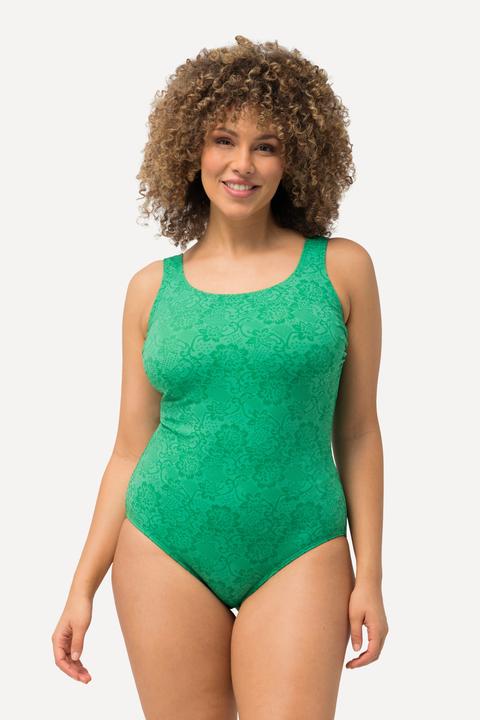 Image du produit Ulla Popken Maillot de bain à bonnets souples, tissu texturé imprimé baroque, matière recyclée (62)