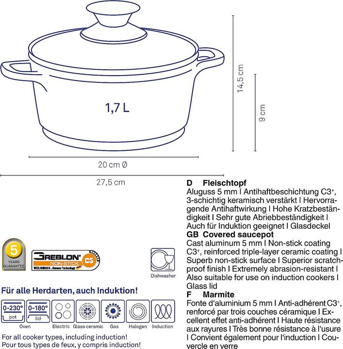 Produktbild Kela Kerros (Kochtopf, Aluminiumguss, 20 x 9 cm)