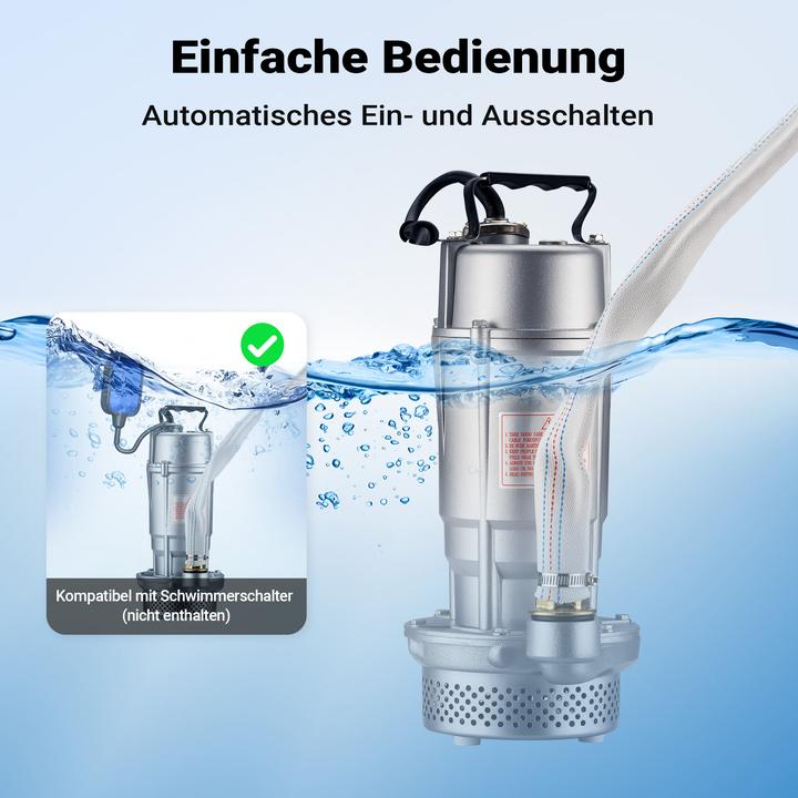 Produktbild Wiltec Schmutzwasserpumpe 1.500 l/h 370 Watt Tauchpumpe Schlauch Baupumpe (Schmutzwasserpumpe)