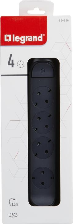 Productafbeelding Legrand Roterende stekkerdoos 4x stopcontact, 1,5m kabel Zwart 694530 (4 x, CEE 32/5, 1.50 m)