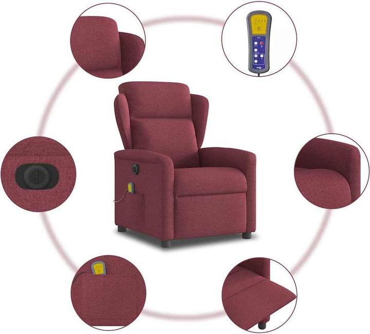 Produktbild VidaXL Massagesessel Elektrisch Weinrot Stoff