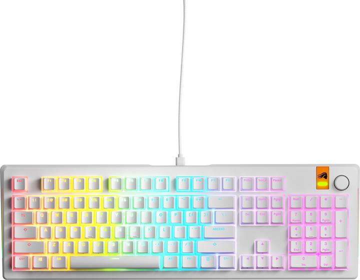 Actual product image Glorious GMMK 3 HE 100 % Custom Gaming Keyboard - Pre-Built, ANSI (US), Fox HE Switches, white (US, Cable)