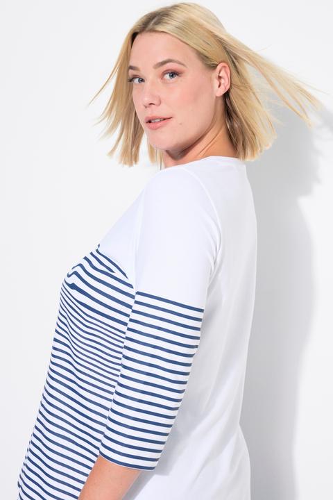Produktbild Ulla Popken Shirt, Ringel, Papierboot, U-Boot-Ausschnitt, 3/4-Arm (50, 52)