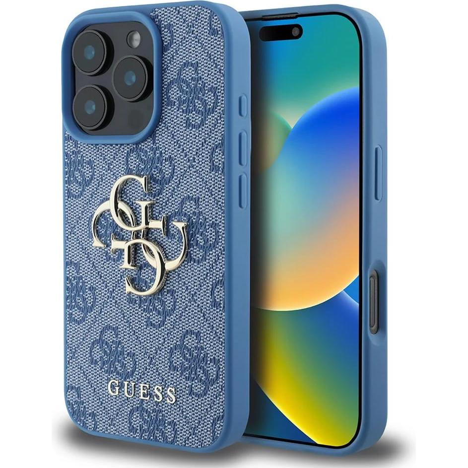 Guess GUHCP16L4GMGBL iPhone 16 Pro 6.3" niebieski/blue hardcase 4G Big Logo (Apple iPhone 16 Pro), Smartphone Hülle, Bla...