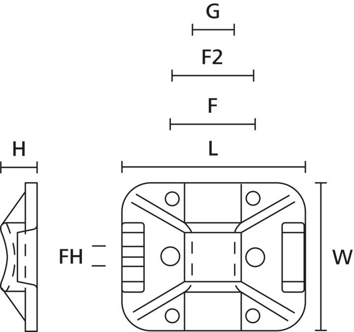 Actual product image HellermannTyton Self Adhesive Cable Tie Base, 8mm (Fixing loops, 32 mm, 100 pcs.)