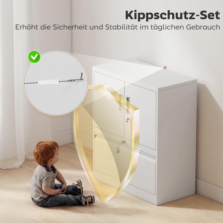 Produktbild Homcom Aktenschrank Stahl Weiss (40 x 80 x 95 cm)