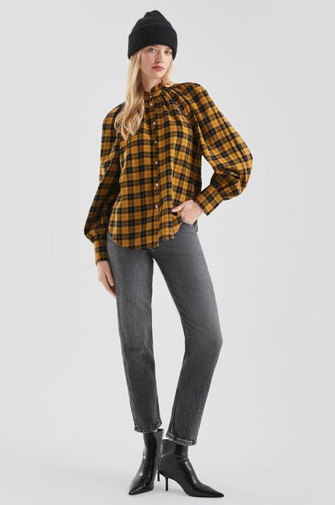 Immagine prodotto s.Oliver Bluse Karobluse mit Raglanärmel und Rüsche am Stehkragen (34)