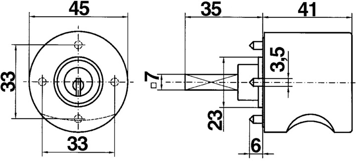 Actual product image Heusser Rotary knobs 3413 / 3414 (Door handle)